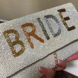Bride white clutch perfect for bachelorette or bridal shower